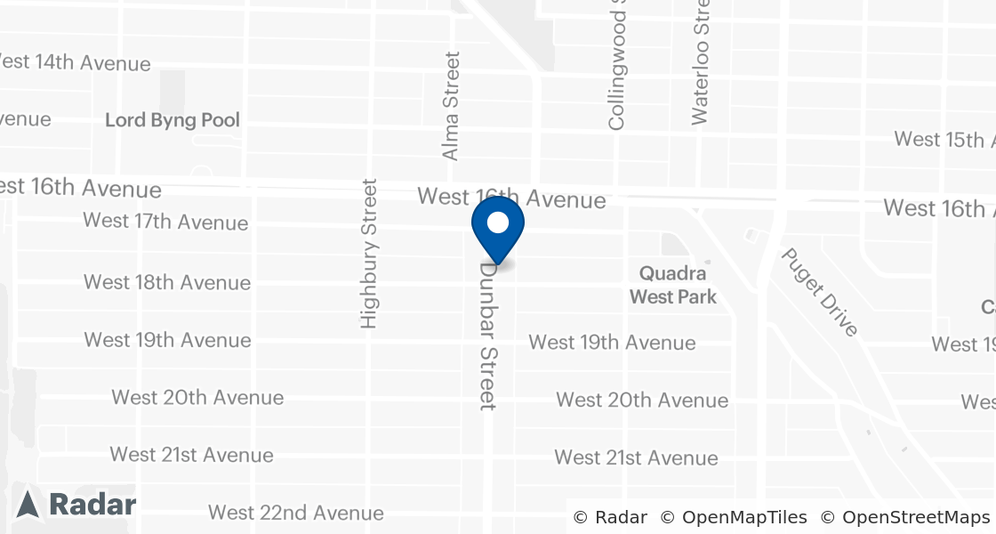 Map of Dairy Queen Location:: 3380 Dunbar St, Vancouver, BC, V6S 2C1